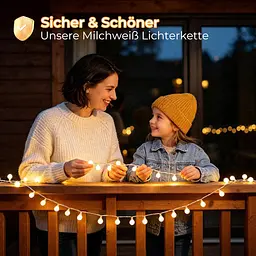 LED гірлянда кульки Kozamas 15 м 100 LED IP44 з пультом дистанційного управління та 8 режимами тепле біле світло (SKU-128) - мініатюра 8
