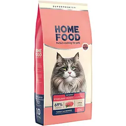 Сухий корм котів Home Food Sterilised Hairball control індичка та ягоди 10 кг