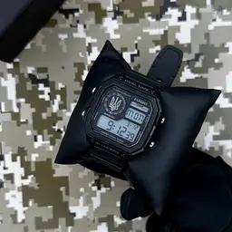 Чоловічий наручний годинник 010BKUASI Тризуб срібло Чорні + Коробка. Patriot acs0031023 - мініатюра 3