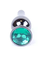 Анальна пробка - Jewellery Dark Silver BUTT PLUG- Green - мініатюра 6