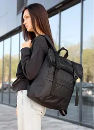 Жіночий рюкзак рол Sambag RollTop Milton чорний тканинний 41 х 30 х 16 см (24211065) - мініатюра 4