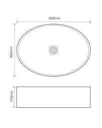 Умивальник накладний Mixxus Premium Bevel-0106 500x355x140 мм MP6546, Білий - мініатюра 2