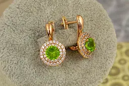 Сережки Xuping Jewelry Мрія із салатовим каменем 1,9 см золотисті - мініатюра 2