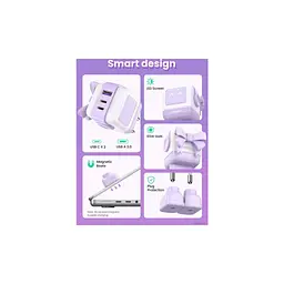 Зарядний пристрій Ugreen CD361 Robot tech Fast Charger 3xUSB 2xUSB-C + USB-A PD65W GaN Purple (35291) - мініатюра 4