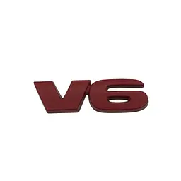 Емблема-надпис V6 червона 80 × 22 мм металева (на скотчі) - мініатюра 3