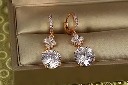 Сережки Xuping Jewelry підвіски квітка з каменем 3 см золотисті
