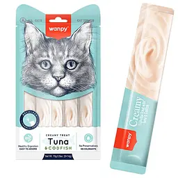 Рідкі ласощі для котів Wanpy Creamy Lickable Treats Tuna&Codfish Ванпі Тунець із тріскою 5 шт по 14 г