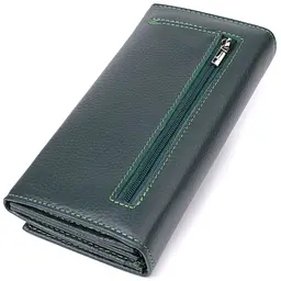 Зручний вертикальний гаманець із натуральної шкіри ST Leather 23086 зелений - мініатюра 2