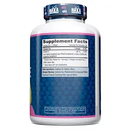 Вітаміни та мінерали Haya Labs Vitamin E Mixed Tocopherols 400 IU, 60 капсул - мініатюра 2