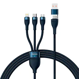Кабель Baseus Flash Series Ⅱ 3-in-2 Cable USB+Type-C to MicroUSB+Lightning+Type-C 100W 1.2m CASS030103 Blue