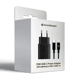Зарядний пристрій для смартфона та планшета, AR-TA800 25W Black з портом USB-C та кабелем USB-C to Lightning в комплекті, підтримка Fast Charge, швидка зарядка для iPhone та iPad, ArmorStandart (ARM77721) - мініатюра 6