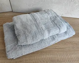 Набір турецьких бамбукових махрових рушників Cestepe 50х90+70х140 Bamboo Aymira Silver - мініатюра 5