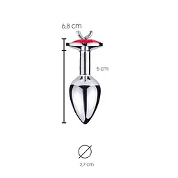 Анальна пробка Clara Morgane Pro My Little Leash Plug Small Red, 6.8 см (червоний) - мініатюра 4