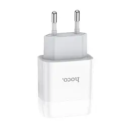 Зарядний пристрій Hoco C72A Glorious (1USB, 2.1А) White + кабель MicroUSB (6931474713001) - мініатюра 2