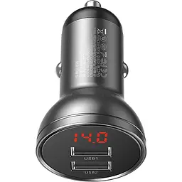 Автомобільний зарядний пристрій Baseus Digital 4.8A/2USB 24W Grey - мініатюра 4