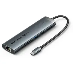 Концентратор Vention USB-C 7-in-1 USB-C PD + USB 3.2 + USB 3.0 + USB 2.0 + RJ45 + SD/TF + HDMI 0.15m (TGUHB)
