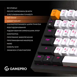 Клавіатура GamePro Red з Hot-Swap RGB Black дротова механічна (MK160B) - мініатюра 6