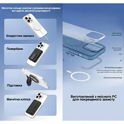 Чохол Vokamo для iPhone 15 Pro Max захисний з магнітним кільцем блакитний - мініатюра 6