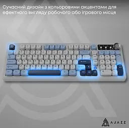 Клавіатура ігрова бездротова Ajazz AF-BGY-98 Plus White-Blue 2.4G/Bluetooth/USB - мініатюра 13