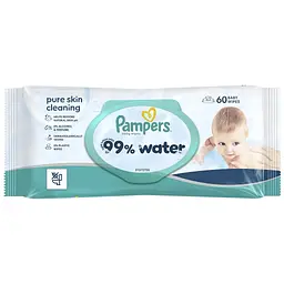 Дитячі вологі серветки Pampers 99 Water, 60 шт (8006530116558)