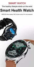 Смарт-годинник Uwatch HK8 Pro Black AMOLED, 2 ремінці, силіконовий та металевий - мініатюра 4