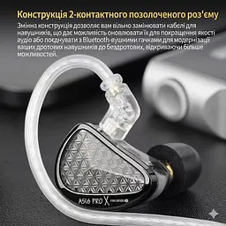 Навушники арматурні моніторні Hi-Fi IEM Knowledge Zenith KZ Audio AS16 Pro X - мініатюра 10