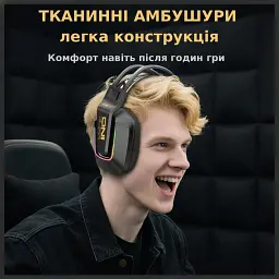 Бездротові ігрові навушники Onikuma GT828 геймерська Bluetooth гарнітура з мікрофоном та RGB Black (19119) - мініатюра 7