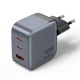 Зарядний пристрій Vention 2xUSB-C PD70W + 1xUSB QC3.0 22.5W GaN gray (FEXH0-EU)