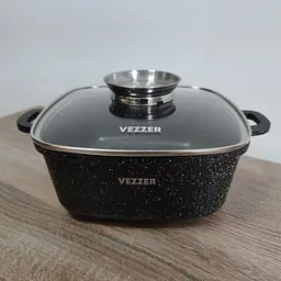 Каструля Vezzer квадратна з кришкою 22 см 3.5 л чорна (VZ8008) - мініатюра 5
