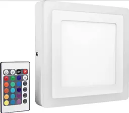 Настінний світильник з пультом LED COLOR+ RGBW 19 ВТ / 3000 K квадрат - мініатюра 1