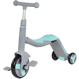 Дитячий самокат 3 в 1 Best Scooter з музикою та підсвічуванням 62х25х28 см Сіро-блакитний 000254946