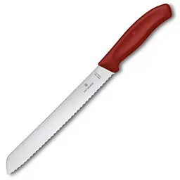 Кухонний ніж Victorinox SwissClassic Bread лезо 21см хвил. для хліба з черв. ручкою (блістер)