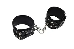 Кайдани на щиколотки Leather Double Fix Leg Cuffs Black - мініатюра 1