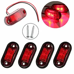 LED Габарит 65 х 28 мм 12/24V два діоди Червоний 4 шт. (BD-0015R)