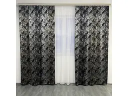 Жакардові мармурові штори сіро-кавового кольору 2шт. 150х270 з білим шифоновим тюлем 400х270, на та ALBO pbe0052756 - мініатюра 11