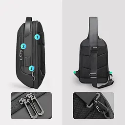 Рюкзак на одне плече Mark Ryden MR7918 з USB-портом і захистом від вологи (Чорний) - мініатюра 3