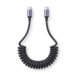 Кабель спіральний UGREEN L507 USB-C - USB-C PD 100 Вт 0,35-1,2 м чорний (35457)