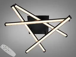 Сучасна стельова LED люстра для вітальні Diasha 2535BK чорна 56 W з пультом диммер 63 см 8-16 м2