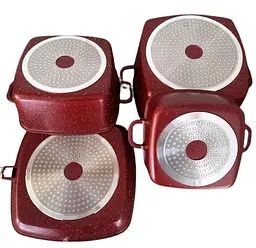 Набір каструль із сковородою Top Kitchen TK-000103 із гранітним покриттям 12 предметів Червоний - мініатюра 5