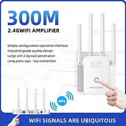 Усилитель сигнала Wi-Fi ретранслятор, репитер, точка доступа PIX-LINK LVWR32Q 220V, 300Mbps, 2.4GHz - мініатюра 4