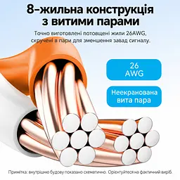 Мережевий кабель Ethernet Vention 8 м патч-корд Cat 6 1000 Мбіт/с штекери RJ45 8P8C на обох кінцях UTP неекранована кручена пара жили CCA з алюмінію з мідним покриттям чорний (IBEBK) - мініатюра 4