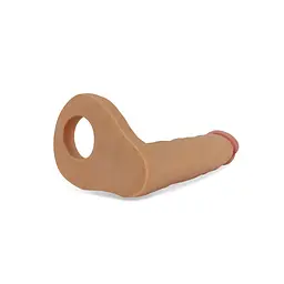 Насадка на пеніс з ерекційним кільцем Lovetoy The Ultra Soft Double 15.6 см тілесний - мініатюра 4