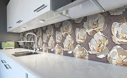 Кухонний фартух Повні бутони Акварель ПВХ 60х200 см самоклеючий вініловий Квіти Сірий Happy Pocket Z183931 - мініатюра 5