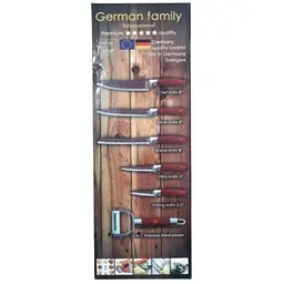 Набір кухонних ножів German Family GF-S22 професійний 5 ножів, овочечистка, підставка червоний (GF-S22_512) - мініатюра 3