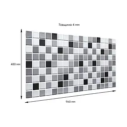 Декоративна панель Sticker Wall ПВХ 960х480х4мм Чорно-біла мозаїка SW-00001432 - мініатюра 3