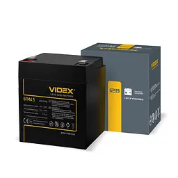 Акумулятор свинцево-кислотний Videx 6FM4.5 12V/4.5Ah color box 1 VIDEX (25080-000)