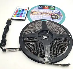 Стрічка світлодіодна RGB 5050 з пультом та Bluetooth управління з телефону від USB для фонового підсвічування у силіконі UKC 5 метрів - мініатюра 9