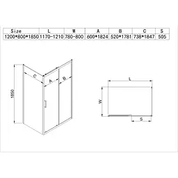 Душова кабіна без піддону Mixxus Hard SC01-120x80x185-Tr прозоре скло 5мм New chrome MI8369, Хром, прозорий, хром - мініатюра 5