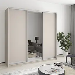 Шафа-купе тридверна MebelStar Стандарт AL 2ДСП/Дзеркало 210x45x210 см Кашемір (MBS-2929)