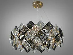 Підвісна кришталева люстра Diasha 21001/550SGD кругла модель із димчастим кришталем на 8 ламп E14, діаметр 57 см